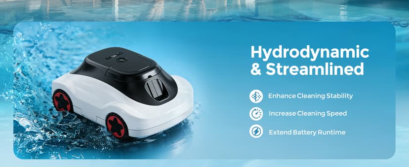 C5 Cordless Robotic Pool Cleaner with 180-Min Runtime, 2.7L Large Filter Basket & Self Parking, Pool Vacuum for Above-Ground Flat Pools up to 2200 Sq.Ft