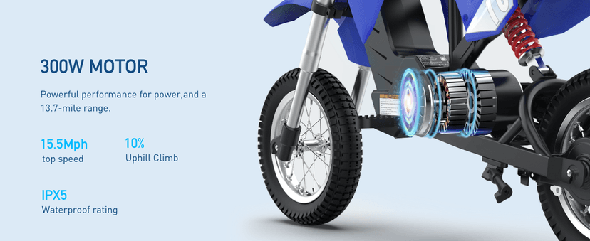 Hiboy DK1 36V Electric Dirt Bike,300W Electric Motorcycle - Up to 15.5MPH & 13.7 Miles Long-Range,3-Speed Modes Motorcycle for Kids Ages 3-10