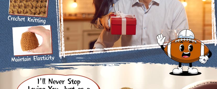 Birthday Gifts for Husband from Wife, Christmas Handmade Inspirational Crochet Football Gift for Him, Cool Wedding Anniversary Present for Husband, Cute Emotional Home Decor for Couple, Hubby, Spouse