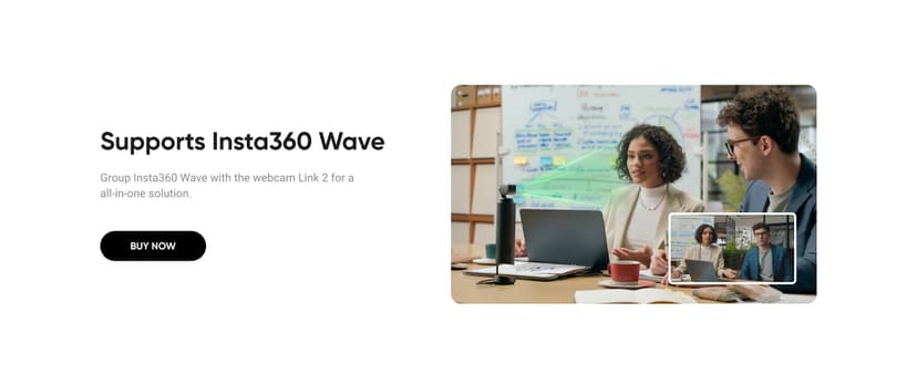 Insta360 Link 2 - PTZ 4K Webcam for PC/Mac, 1/2" Sensor, AI Tracking, HDR, AI Noise-Canceling Mic, Gesture Control for Streaming, Video Calls, Gaming, Works with Zoom, Teams, Twitch & More