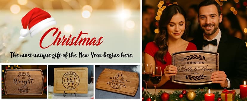 Personalized Christmas Gifts for Women, Customized Gifts for Mom – Custom Cutting Board for Mom or Grandma, Birthday, Christmas Gift Idea from Son, Daughter, Grandkids