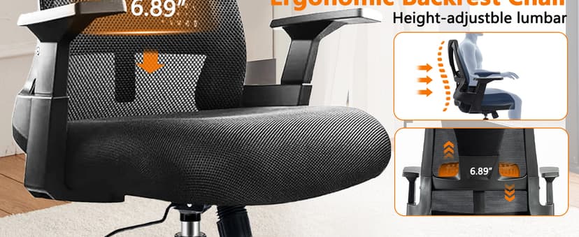 CLATINA 500lbs Big and Tall Office Chair Heavy Duty Mesh Ergonomic Computer Chairs with Adjustable Lumbar Support and Wide Comfy Seat for Home Office Conference Heavy People, Black, 4 Pack
