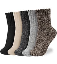 Senker Fashion Womens Wool Socks, Stocking Stuffers Gifts for Women Men Warm Soft Crew Boot Sock for Winter Hiking