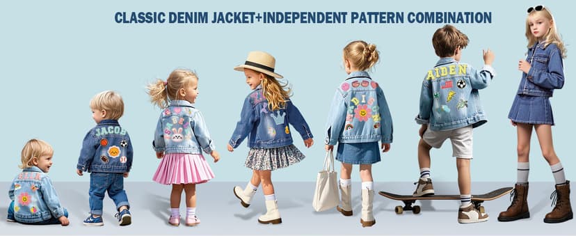 Rryoumisun Personalized Kids Denim Jacket with Names, Custom 1-14 Years Old Girls Boys Spring&Fall Outerwear Jackets B0DDDNW4CR