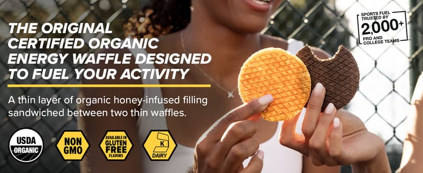 Honey Stinger Organic Honey Waffle, Energy Stroopwafel for Exercise, Endurance and Performance, Sports Nutrition for Home & Gym, Pre and Post Workout, 16.96 Ounces (Pack of 16) B004F1LNDI