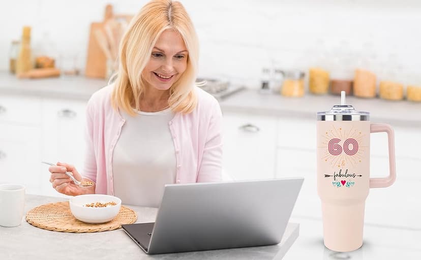 60th Birthday Gifts for Women Her, Cool 1965 60 th Birthday Gifts for Woman Turning 60 Year Old, 60th Birthday Decorations for Women Mom, 60th Birthday Gifts Ideas, 60 and Fabulous 40oz Tumbler Cup