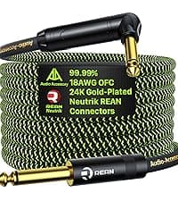 AA AUDIO ACCESSORY Guitar Cable 10 ft 2 Pack, Nylon Braided Anti-Kinking Kevlar-Reinforced, 20AWG 99.99% OFC, Heat-Shrink Protected 1/4 Instrument Cable, Shielded Amp Cord for Fender Electric Guitar