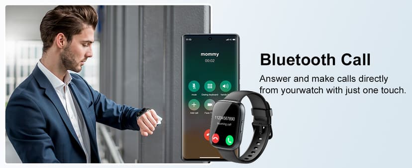 Puqo Puqo Smart Watches for Men Women, 1.95" HD Touchscreen Fitness Tracker with Bluetooth Calls, IP68 Waterproof, 120+ Sport Modes, 7-Day Battery, 24/7 Heart Rate & Sleep Monitor for Android iOS (Blue)