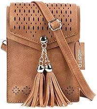 Vintage Tassel Purse: soft leather, fits a large phone, cards & keys —gifts for teen girls, birthday & Christmas seOSTO Small Crossbody Bags for Women, Tassel Purse, Gifts for Teen Girls B073QMXQLW