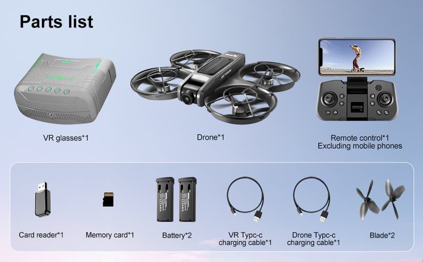 VR FPV Hobby Drone with VR Goggles, One Key Takeoff/Landing, APP Control, Brushless Motor, Dual Batteries, Beginner-Friendly Quadcopter with Propeller Guards, Altitude Hold, Optical Flow Positioning, Dual Cameras & LED Night Lights, a first-person view