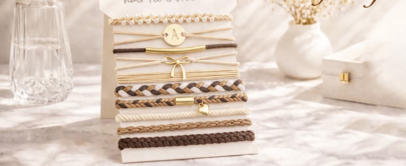 Hair Ties | Initial | Christmas Birthday Gifts for Women Girls Teen Girls | Stocking Stuffers | Hair Accessories | Letter M Teen Girl Gifts Trendy Stuff - 10 Pcs Hair Ties Bracelets, Gifts B0GL5L7B8H