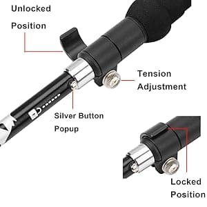 A ALAFEN Lightweight Collapsible Trekking Pole - 7075 Aluminum Adjustable Walking Stick for Hiking & Travel, Foldable Quick-Lock Design, Single Pole for Adults & Seniors