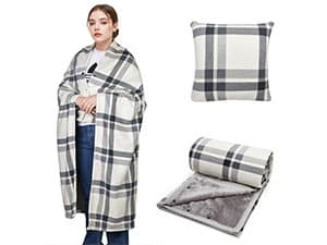 forestfish Fleece Wearable Blanket Oversized, Comfy Lightweight Lap Blanket Poncho Throw With Buttons, 63“x 55” (Grey-white, Medium(55”x39”)) B07Y87KBYS