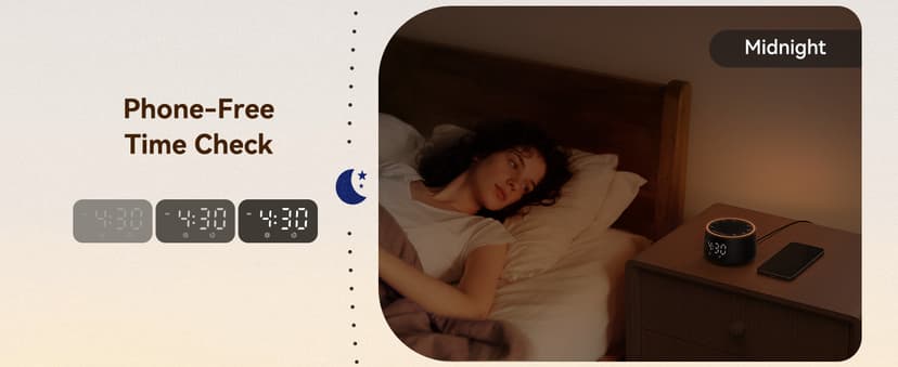 Dreamegg Sound Machine for Sleep - D1 Nova White Noise Sound Machine for Baby Adult with Alarm Clock, Soothing Sounds, Dimmable, White Noise Alarm Clocks for Bedrooms Heavy Sleepers Travel, Black