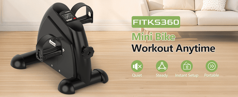 FITKS360 Under Desk Elliptical & Mini Exercise Bike - Seated Electric Leg Exerciser Under Table Oval Electric - Seniors Sit Exerciser Full Assembled Pedal with Remote Control