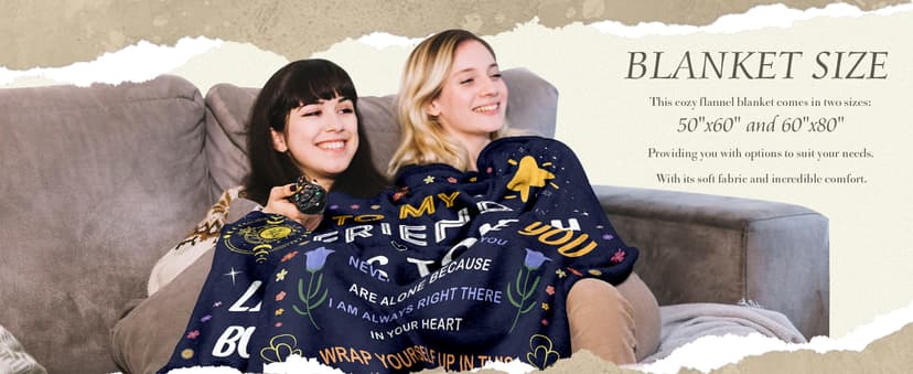 Best Friend Birthday Gifts for Women - Friendship Gift for Women - Christmas Valentines Graduation Birthday Gift Ideas for Best Friend Bestie BFF - Presents for Female Unique - Throw Blanket 50"x60"