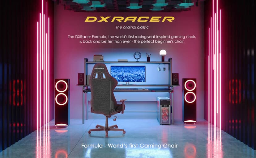 DXRacer Formula Gaming Chair - Ergonomic Chair for Computer and Video Game, Memory Foam Headrest, Lumbar Support, Water-Resistant Fabric, Black