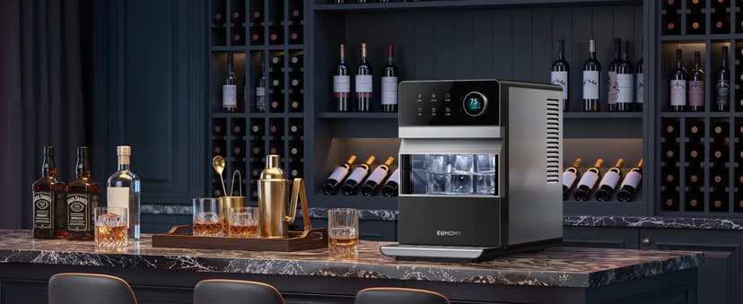 EUHOMY 2'' Clear Ice Cube Maker Countertop with APP, 2 Square Ice Ready in 27 Mins for Whiskey, Slow-Melting & Self-Cleaning, 110 Pcs/Day, 24H Timer, Clear Ice Maker with Ice Tong for Home/Bar/Party