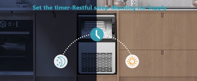 Commercial Ice Maker Machine, 80Lbs/24H Under Counter Ice Maker, Freestanding with Ice Thickness Control & Stainless Steel, 36 Cubes in 15 Mins, 28Lbs Storage Capacity, for Home, Bar, Cafe, Offices