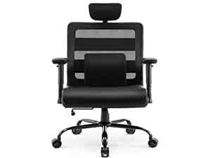 Extra Wide Seat Office Chair for Big and Tall 500lbs, with High Back Adjustable Headrest Lumbar Support Arms Wheels Heavy Duty (Breathable Fabric Seat)
