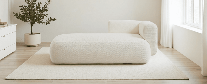 Upholstered Chaise Lounge Indoor for Living Room Bedroom Office Chaise Lounge Sofa:Boucle Fabric Modern Leisure Sofa Recliner Chair Sleeper Indoor (Boucle Cream)