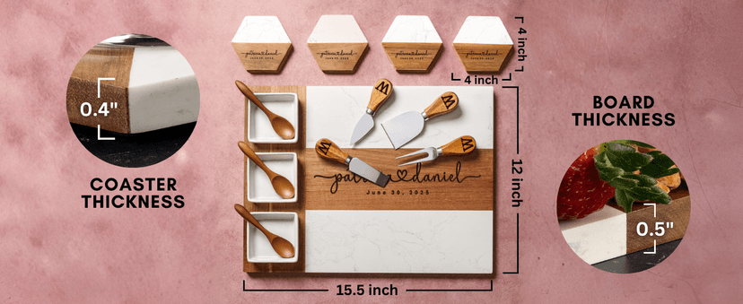 Personalized Charcuterie Board Gifts for Couples, Custom Wedding Gift Ideas, Cheese Board Engagement Gifts, Serving Tray Gift Set