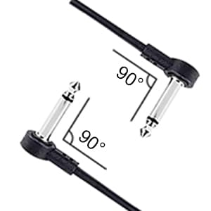 GOGHOST 3 Inch Guitar Patch Cables 6 Pack, 1/4" TS Right Angle Effect Pedal Flat Cables, Pedal Board Patch Cables, Black