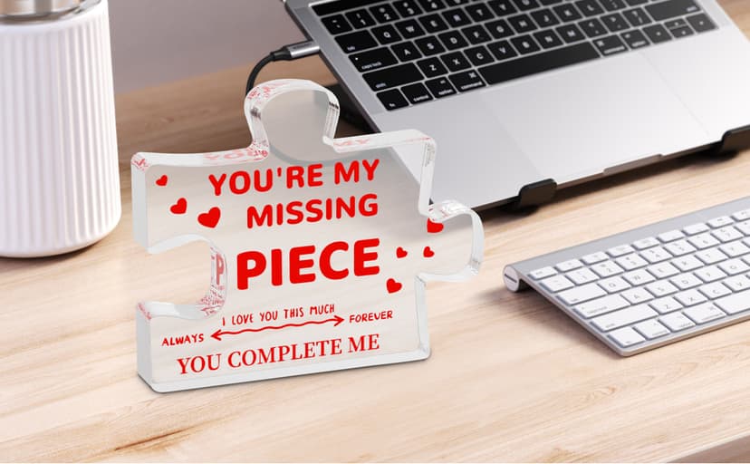 Gifts for Her Him - Wedding Gifts for Couples, Gifts for Wife Husband, I Love You Gifts for Women Men, Romantic Valentine's Day Gifts, You are My Missing Piece Acrylic Puzzle Plaque