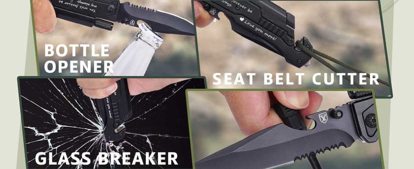 Gifts for Him Men, Christmas Anniversary Birthday Gifts for Boyfriend Husband, Stocking Stuffers for Him, Engraved Pocket Knife, Camping Hiking Multitool Knife Present, Folding Knives with Wood Box