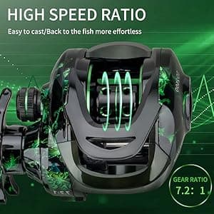 Fishing Baitcasting Reel, Baitcaster Fishing Reels with 18+1BB Stainless Steel Ball Bearings,Magnetic Braking System for Fishing Saltwater Freshwater, Available in 7.2:1
