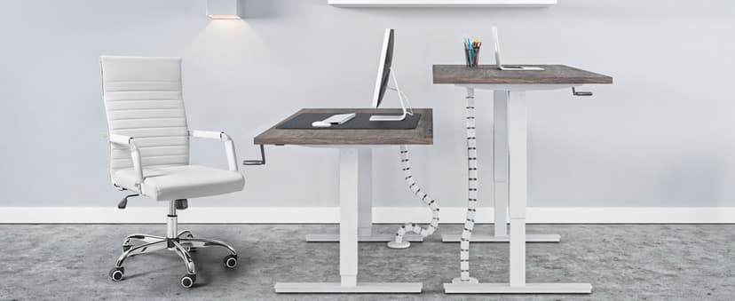 Furmax Ergonomic Office Desk Chair, Executive Ribbed Mid-Back PU Leather Conference Room Chair Adjustable Swivel Chair with Arms (1, White)
