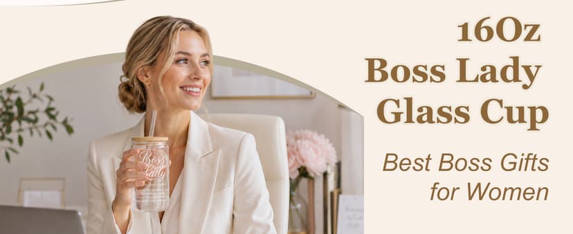 Best Boss Gift for Women, Unique Appreciation Gift Baskets for Boss Female Leader w 16OZ Glass Cup LUICONMO Thank You Gifts for Boss Lady, Bosses Day Gifts for Women B0H695G897