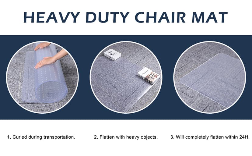 Chair Mat for Carpet, SALLOUS 46" x 60" Office Chair Mat for Carpeted Floors, Heavy Duty Vinyl Floor Mat with Grips, Floor Protector Computer Desk Mat for Home Office (Clear, Rectangular)