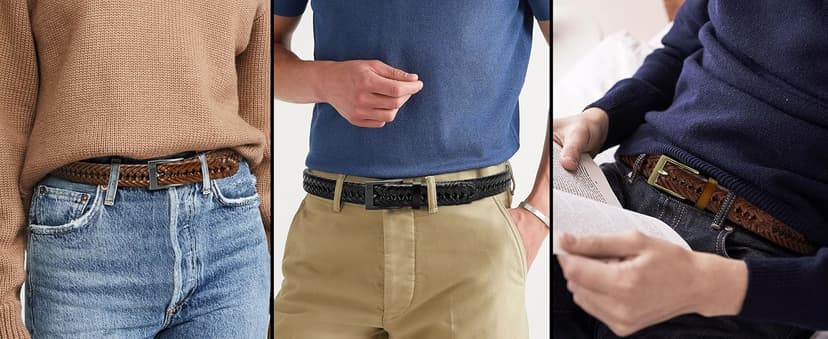 CHAOREN Leather Braided Belts for Men 2 Pack - 1 1/8" Leather Belts in Package Box - Versatile Style Solution