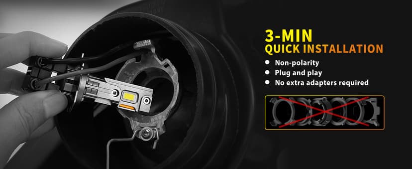 Termitor H7 Light Bulbs, 1:1 Mini Size, 50,000LM Brightness, 6500K Cool White, Easy 3 Min Plug and Play, IP68 Rated, 85K+ Hrs Long Lifespan, Excellent for H7 Fog Lights, Pack of 2