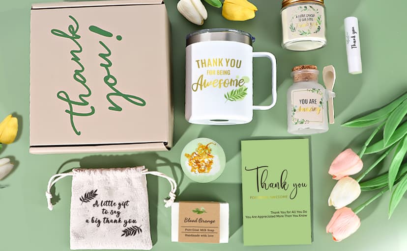 Thank You Gifts for Women, Employee Appreciation Gifts, 8PCS Thank You Gift Box Baskets for Coworkers Teacher Boss Secretary Nurse, Thank You for Being Awesome Farewell Spa Gratitude Box W/Tumbler