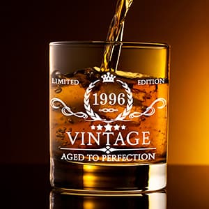 30th Birthday Gifts for Men Whiskey Glass Set - 30th Birthday Decorations, Party Supplies - 30 Year Anniversary, Bday Gifts Ideas for Him, Dad, Husband, Friends - Wood Box & Whiskey Stones & Coaster B0BJCWJDC4