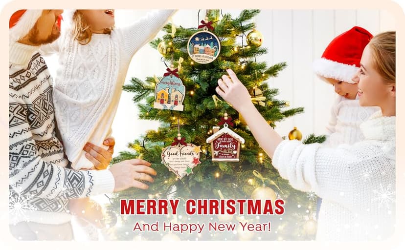 Neighbor Christmas Ornaments 2025 - Thank You Neighbor Gift, Friendship Gifts for Neighbors Friends, Bestie, BFFs - Wooden Friend Ornaments for Women, Men Hanging Christmas Decor