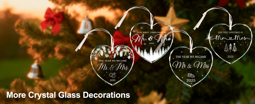 First Christmas Married Ornament 2025, Mr and Mrs Gifts, Wedding Gift for Couples 2025, Newlyweds, Glass Christmas Ornaments 2025, Bridal Shower Gift, Just Married Xmas Hanging Ornament