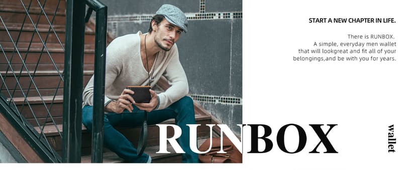RUNBOX Wallet for Men Slim Rfid Leather 2 ID Window With Gift Box