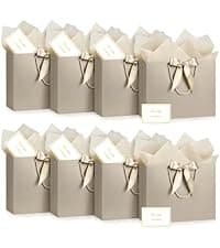 JMANNI Gift Bag, 1PCS Gift Bags Large with Ribbon and 1 Greeting Cards 2 Tissue Paper, Portable Paper Gift Bag with Handles, Birthday Gift Bags,Present Bags for Wedding Party Mothers Day