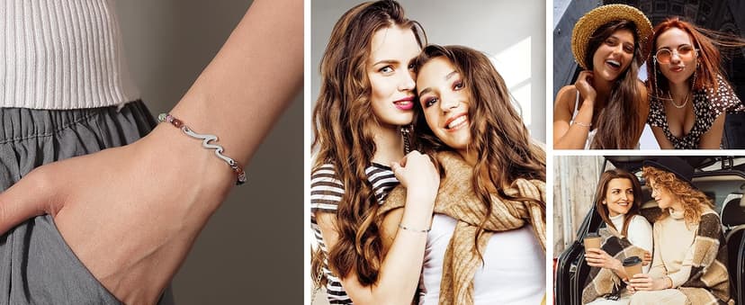 TONY & SANDY Friend Gifts for Women, Sister Gift, Friendship Bracelets, Wave Bracelet, Best Friend Birthday Gifts for Women, Bestie Bracelets, Christmas Stocking Stuffers for Woman