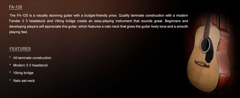 Fender FA-125 Acoustic Guitar - Sunburst Bundle with Gig Bag, Tuner, Strings, Strap, Picks, and Austin Bazaar Instructional DVD