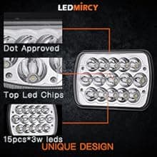 LEDMIRCY H6054 LED Headlights, 5x7 LED Headlights Rectangular 2PCS 90W High Low Sealed Beam Square 7x6 Headlight DOT Approved for Truck Chevy Cherokee Tacoma Ford Van Sedans H5054 H6014 H6052 6053