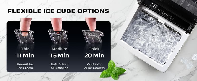Silonn Ice Makers Countertop, 44lbs Per Day, 2 Ways to Add Water, Auto Self-Cleaning, Stainless Steel Ice Machine for Home Office Bar Party
