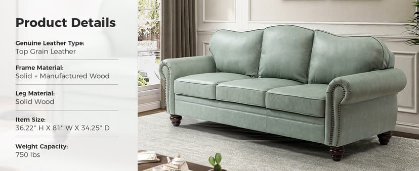 The support you need Classic 3-Seater Sofa with Premium Leather Upholstery, Stylish & Comfortable Sofa for Living Room or Office, Easy to Maintain & Long-Lasting Camel