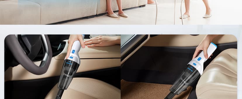 Milunho Powerful Handheld Vacuum Cordless, 9500PA Rechargeable Car Vacuum Portable Cordless, Lightweight & Portable Mini Handheld Vacuum Cleaner with Large-Capacity Battery for Car/Home/Pet