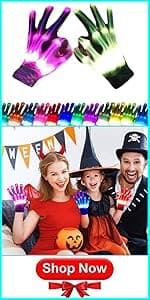 Kids Toys 12 Colors LED Gloves Cool Toys Gifts for Age 3-5 6-8 Years Old Boys Girls Halloween Costumes Light Up Gloves Stocking Stuffers Christmas Birthday Parties Gifts (1 Pairs S)