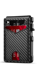 SEMORID Slim Aluminum Card Holder Wallet for Men, Durable Expandable Backplate, RFID Blocking Minimalist Metal Pop Up Wallet, Holds 12+ Cards Plus Cash (Black)