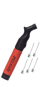SPORTBIT Ball Pump for Sports Balls - Push & Pull Inflating System - Hand Pump for All Exercise Balls - Volleyball Pump, Basketball Inflator, Football & Soccer Ball Air Pump - Goes with 5 Needles Set